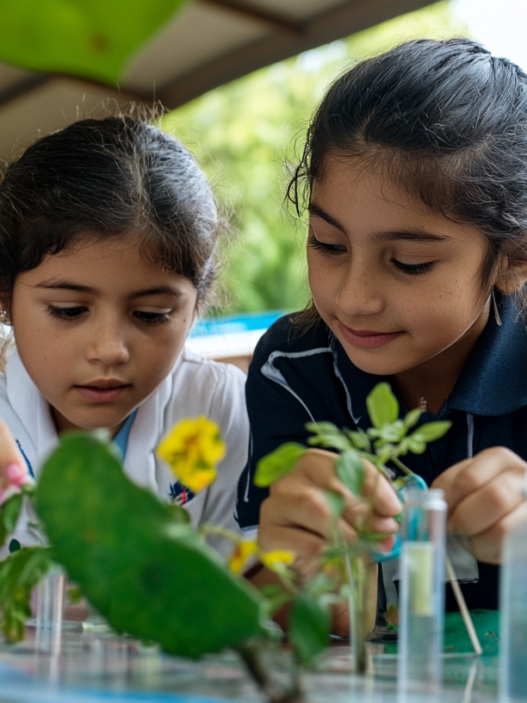 NIñas aprendiendo biología