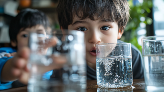 Niños experimentando con agua