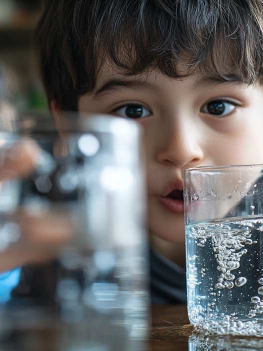 Niños experimentando con agua